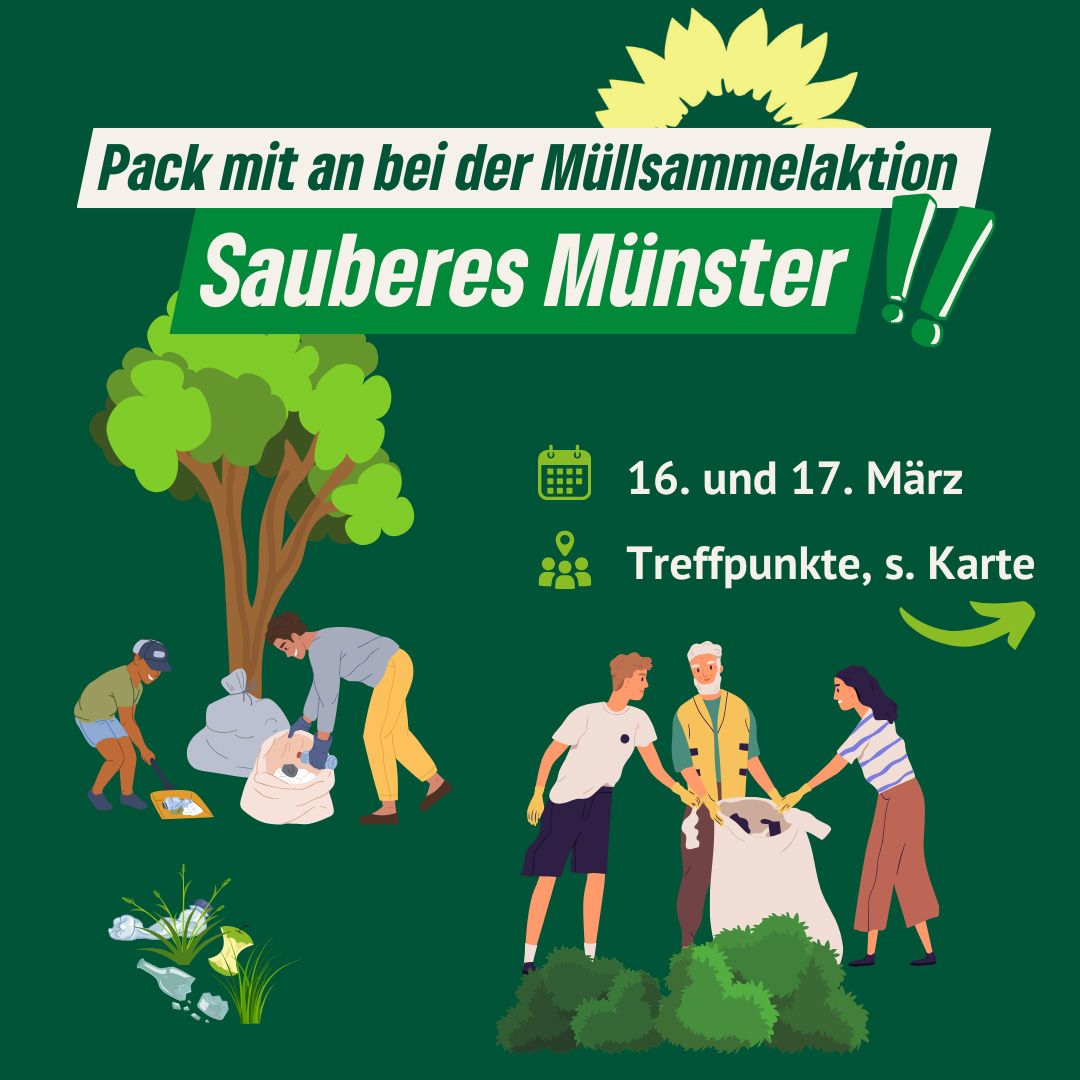 Aktion „Sauberes Münster“: GRÜNE laden zum Müllsammeln ein