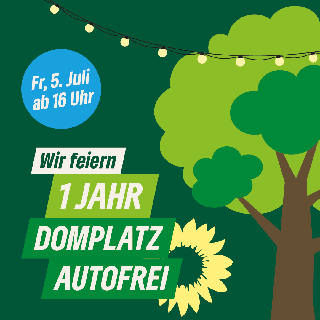 Münsters GRÜNE feiern ein Jahr autofreien Domplatz – Beginn 16 Uhr